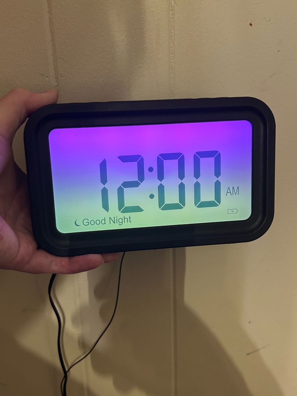Onn. Digital Alarm Clock AM/FM Radio Ombré Color Changing Display